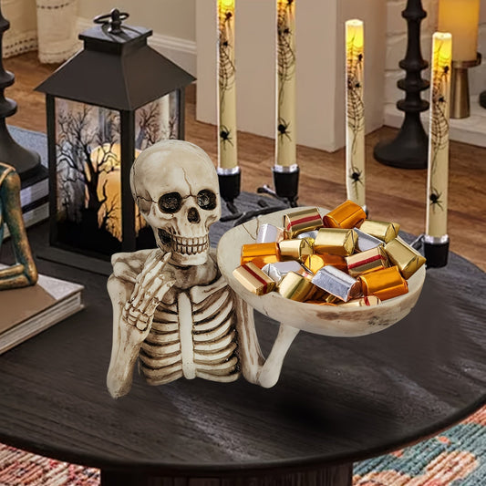 Dekorativ kranieskål i resin til halloween og gotisk indretning