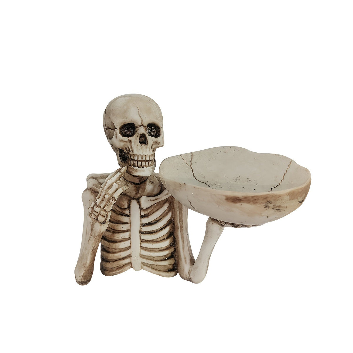 Dekorativ kranieskål i resin til halloween og gotisk indretning