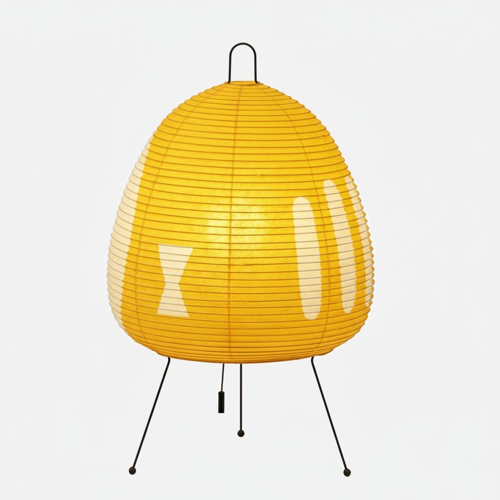 Elegant bordlampe i rispapir med jernfod i japansk design