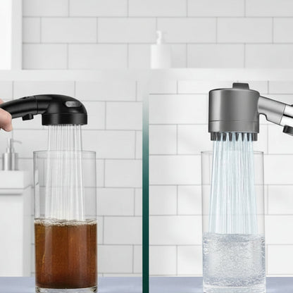 Brusehoved med højt vandtryk og filter i ni lag til rent badevand