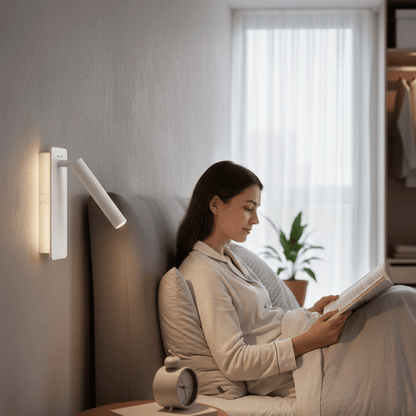 Drejelig LED-væglampe med justerbart læselys til soveværelset
