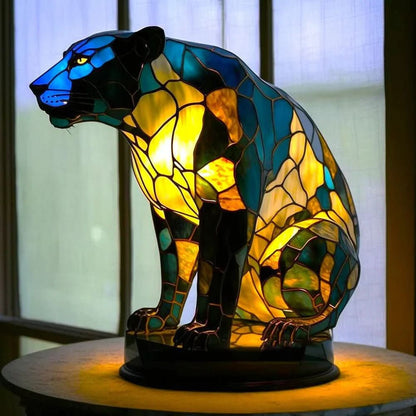 Kunstnerisk bordlampe i glas med dyremotiv til hyggelig stemning