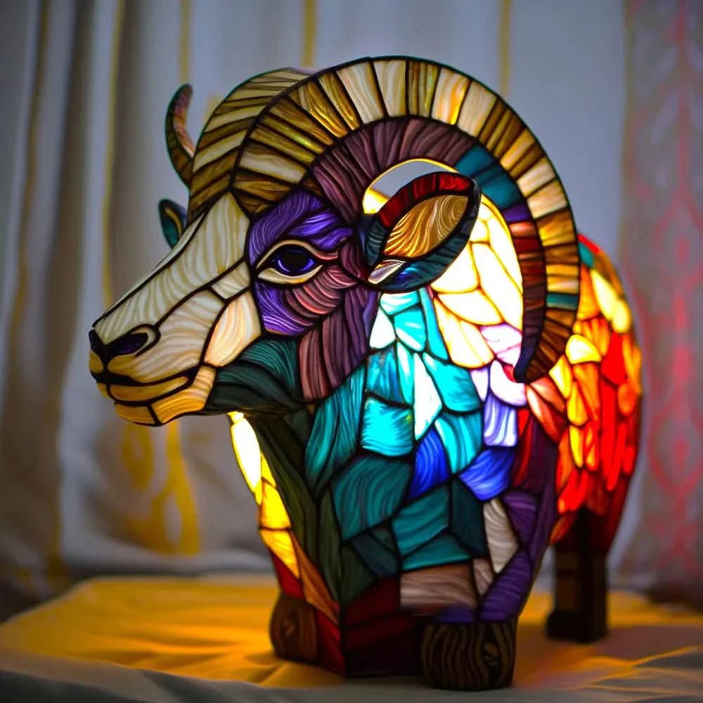 Kunstnerisk bordlampe i glas med dyremotiv til hyggelig stemning