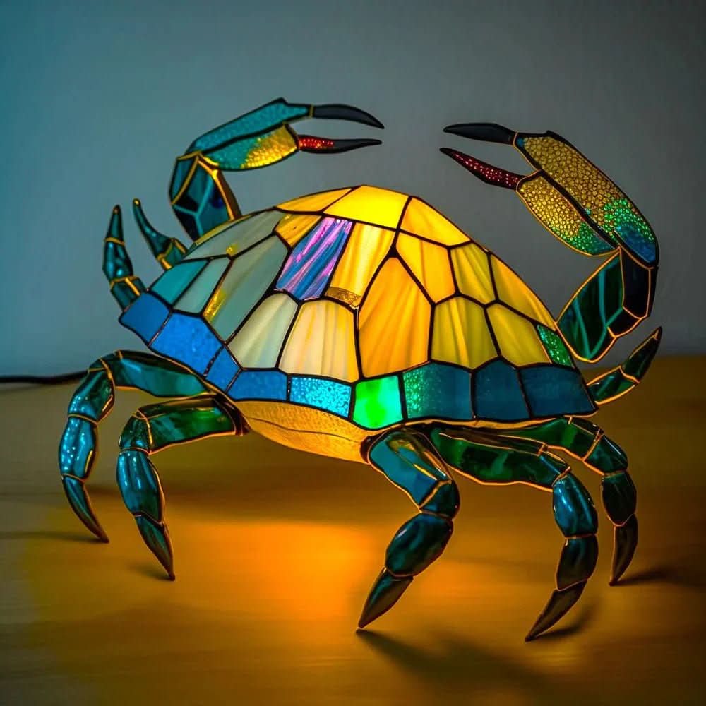 Kunstnerisk bordlampe i glas med dyremotiv til hyggelig stemning