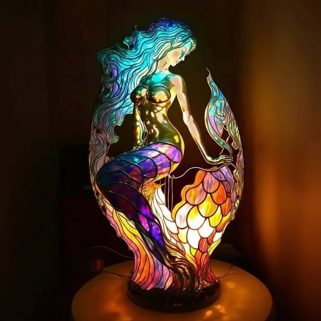 Kunstnerisk bordlampe i glas med dyremotiv til hyggelig stemning