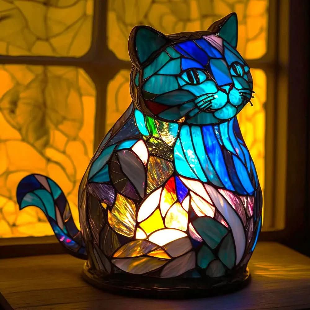 Kunstnerisk bordlampe i glas med dyremotiv til hyggelig stemning