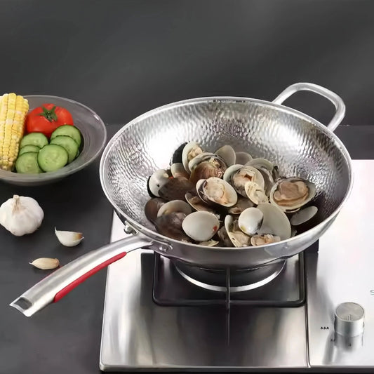 Lazotree | Wok med rund bund i rustfrit stål til hurtig og alsidig stegning