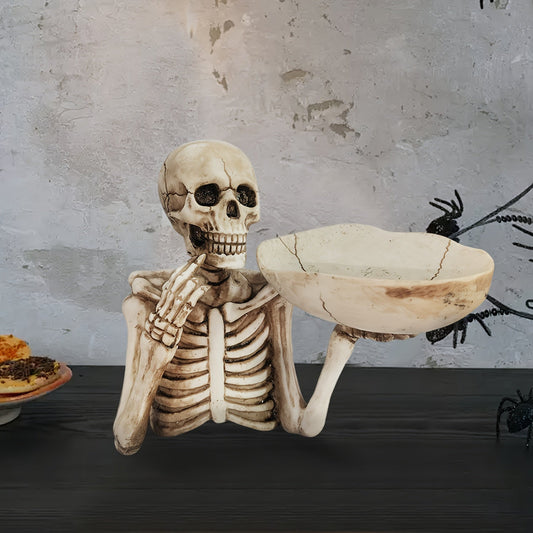 Dekorativ kranieskål i resin til halloween og gotisk indretning