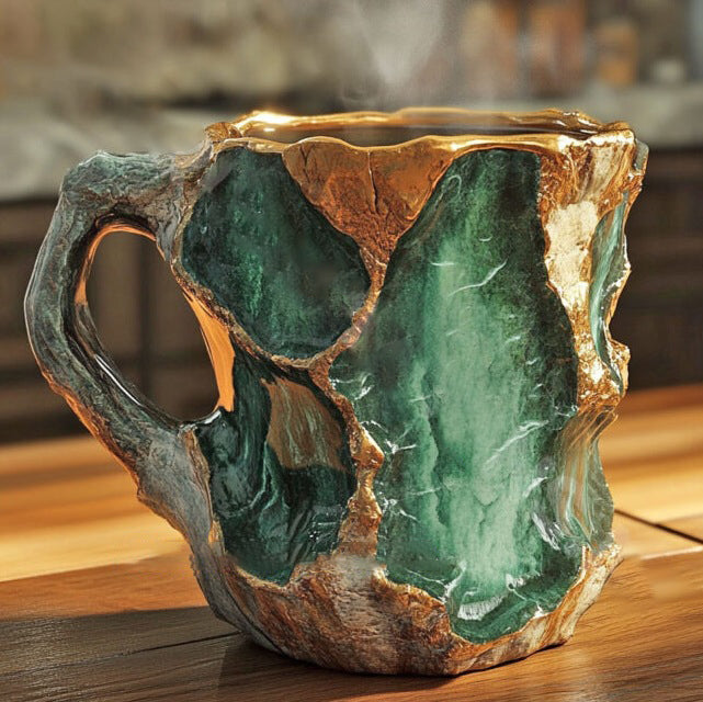 Håndlavet kaffekrus i mineralkrystal med 350-450 ml