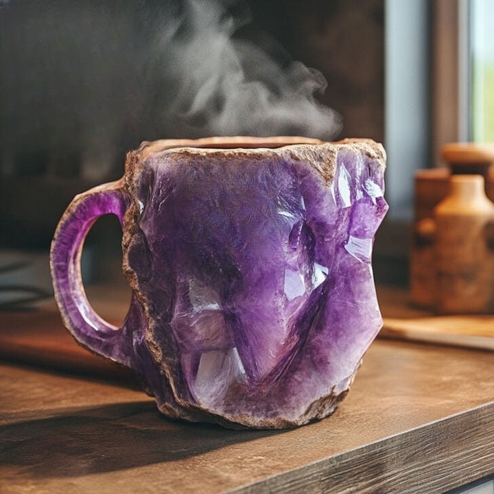 Håndlavet kaffekrus i mineralkrystal med 350-450 ml