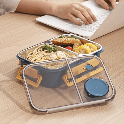 Isoleret termomadkasse med tætsluttende låg til varme måltider på farten