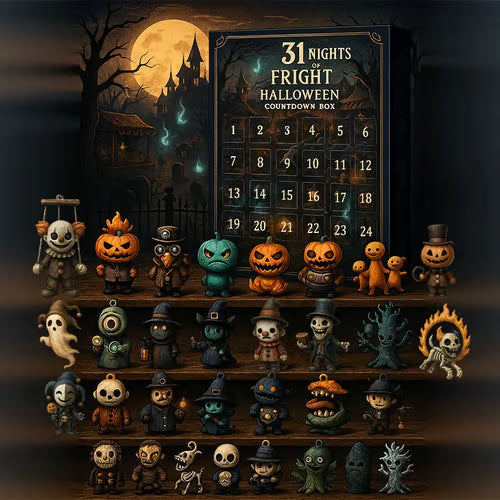 Halloween countdown-boks med 31 figurer og minidekorationer