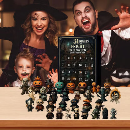 Halloween countdown-boks med 31 figurer og minidekorationer