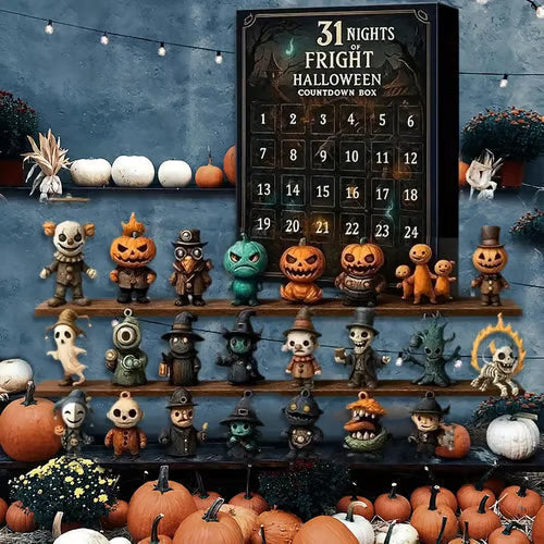 Halloween countdown-boks med 31 figurer og minidekorationer