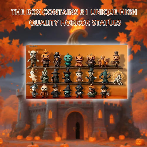 Halloween countdown-boks med 31 figurer og minidekorationer
