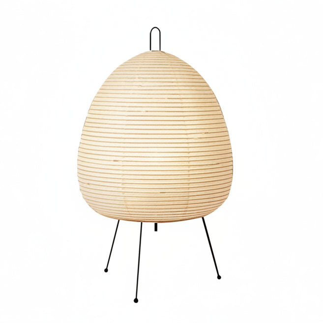 Elegant bordlampe i rispapir med jernfod i japansk design