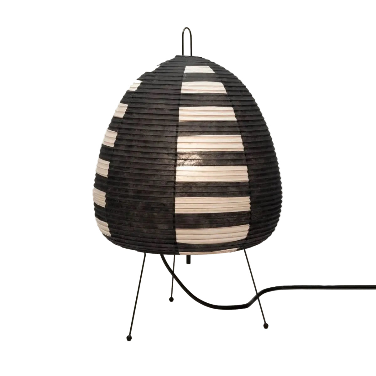Elegant bordlampe i rispapir med jernfod i japansk design