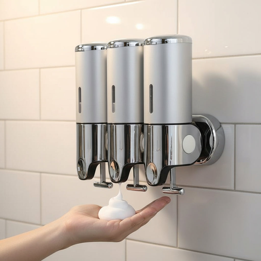 Vægmonteret sæbedispenser i rustfrit stål med 500 ml beholder