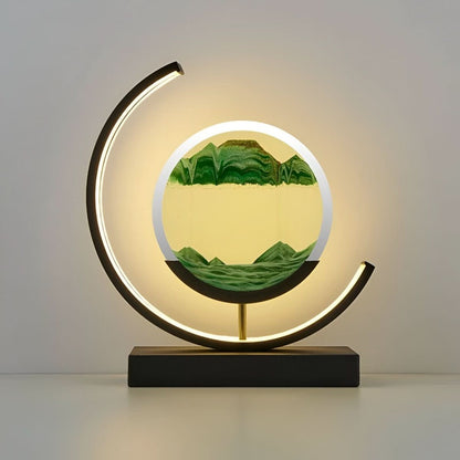 Dekorativ sandlampe med dæmpbart lys og roterende sandcirkel til stuen