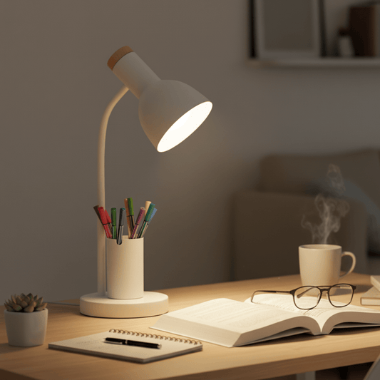 Lazotree | Moderne LED-bordlampe med penneholder til skrivebord og hjemmekontor