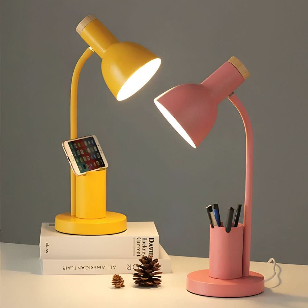 Moderne LED-bordlampe med penneholder til skrivebord og hjemmekontor