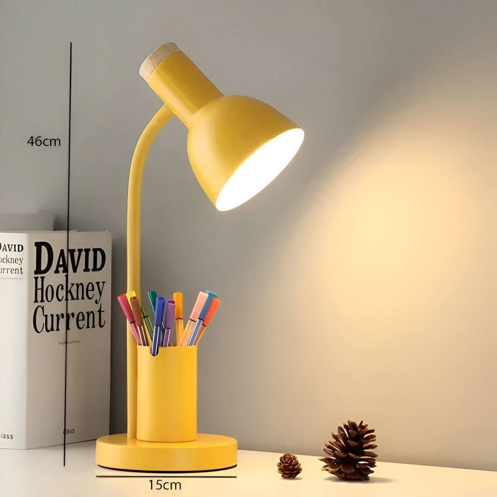 Moderne LED-bordlampe med penneholder til skrivebord og hjemmekontor