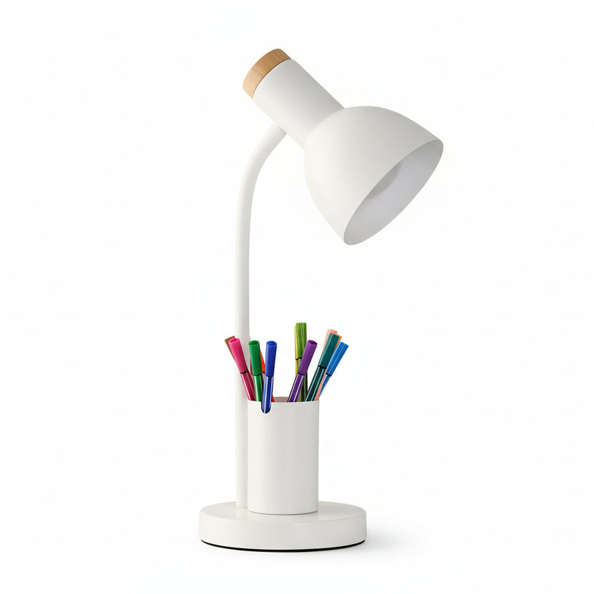 Moderne LED-bordlampe med penneholder til skrivebord og hjemmekontor