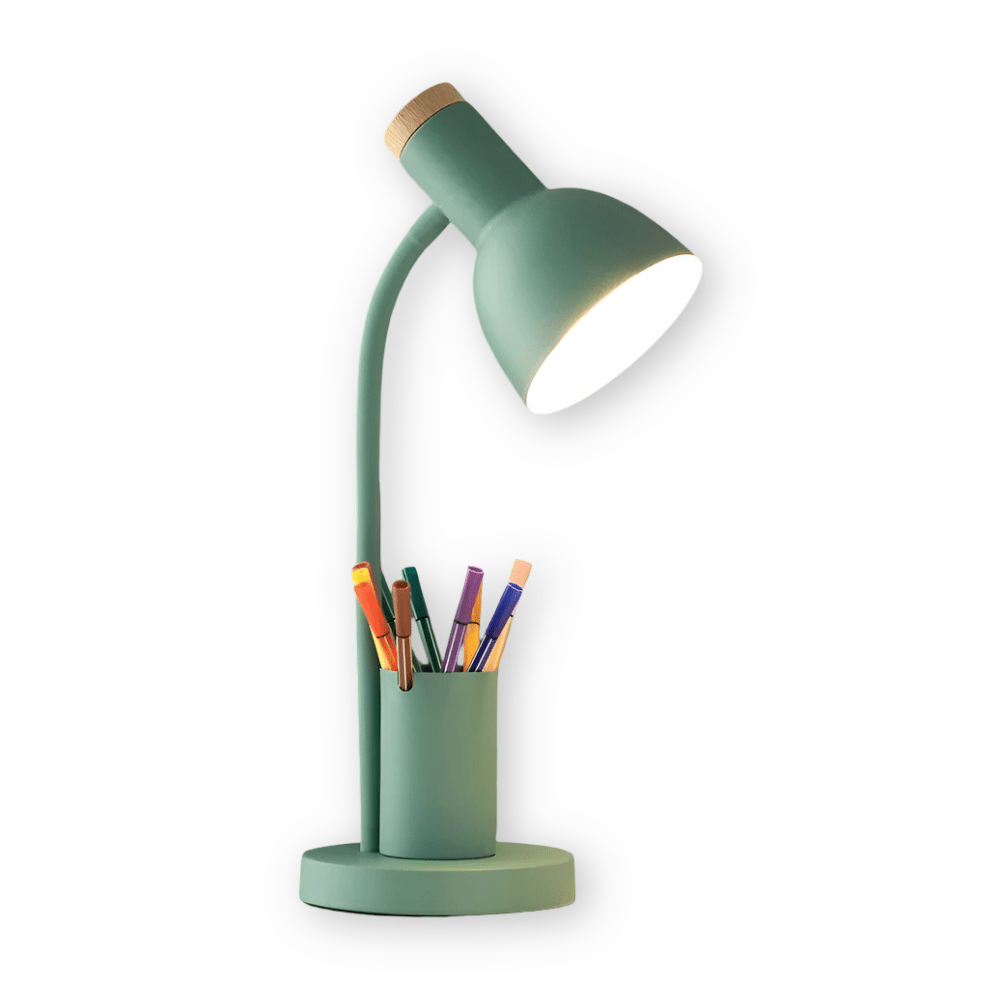 Moderne LED-bordlampe med penneholder til skrivebord og hjemmekontor