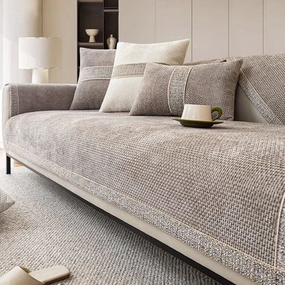 Skridsikkert sofaovertræk med hørstruktur til hverdagens slid