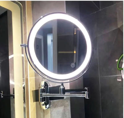 Makeupspejl med LED-lys, forstørrelse og genopladeligt batteri