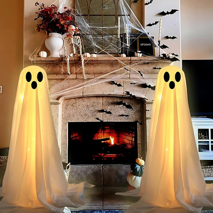 Lysende LED-spøgelse til halloweenpynt inde og ude i 120 cm